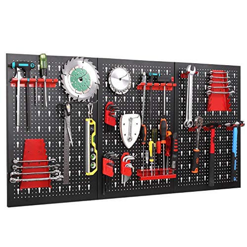 FIXKIT Werkzeuglochwand aus cm, und Rot Hakenset x Werkzeugwand für mit Lochwand 2 teilge 120 17 Schwarz x Werkstatt, Metall 60