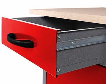 Ondis24 Werkbank rot Werktisch Packtisch 6 Schubladen Werkstatteinrichtung  160 x 60 cm Arbeitshöhe 85 cm