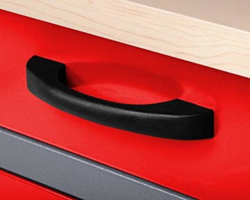 Ondis24 Montagewerkbank Werkstatteinrichtung Werkbank 120cm Werktisch rot  mit 2 kugelgelagerten Schubladen & 2 abschließbaren Türen, TÜV geprüft