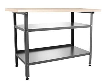 Ondis24 Werkstatt-Set Ecklösung Sparfuchs, 2X Werkbank aus Metall, melaminbeschichtete Arbeitsplatte, Problemlöser für Ecke (180x120, Schwarz) - 6