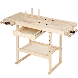 TIMBERTECH® Hobelbank - 127x57,5x82,5 cm, aus Holz mit Spannzange, Schraubstock und Schublade, bis 200 kg belastbar - Werkbank, Werktisch, Arbeitsbank, Tischlerbank, Holzwerkbank - 1