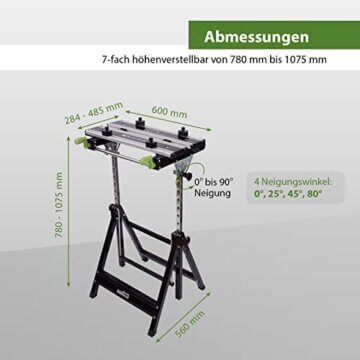 TRUTZHOLM Alu Werkbank klappbar höhenverstellbar Werktisch Spanntisch Arbeitstisch ideal für Werkstatt, Garage, Hobby oder den mobilen Einsatz - 3