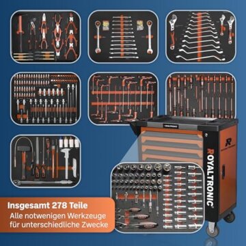 Royaltronic Werkstattwagen RT8X8 Werkzeugwagen 8 Schubladen mit Werkzeug befüllt - 6